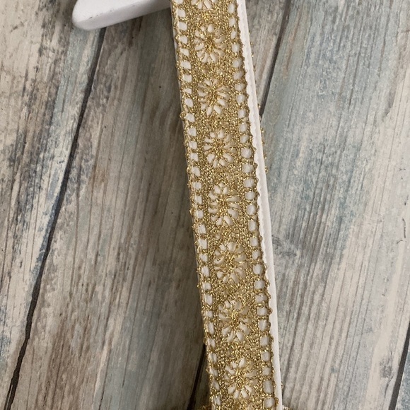 NEW FOXIEDOX LACE OVERLAY MAXI DRESS WHITE METALLIC GOLD EYELASH HEM | Small - Picture 10 of 17